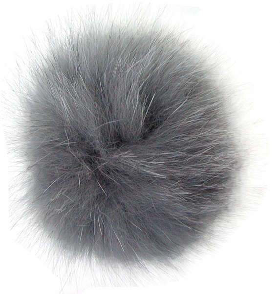Echt Fuchsfell Fellbommeln grau, Ø ca. 10 cm, mit Band oder Schlaufe