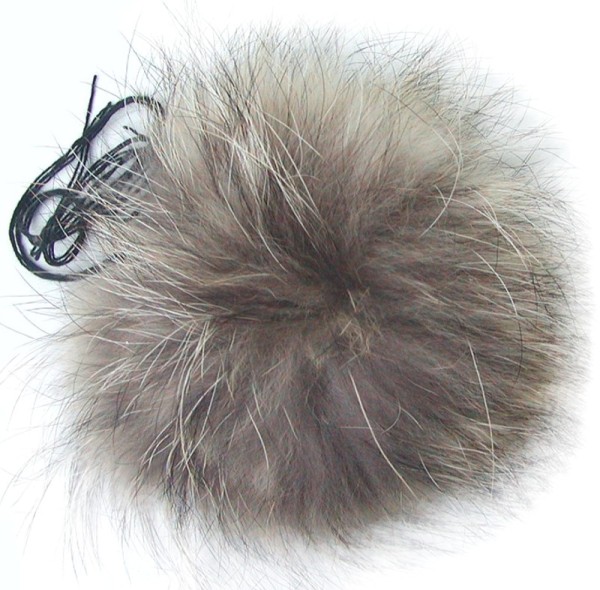Echt Fuchsfell Fellbommeln naturbraun, Ø ca. 12 cm, mit Wollfaden