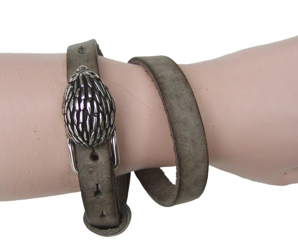 Boom Belts Wechselschließe Igel silber für Damen, Herren Leder Armbänder mit 1 cm Breite