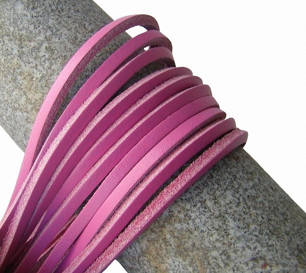 10 Stück Docksider Vierkant Rindleder Lederriemen rosa, Länge 120 cm, Stärke ca. 2,8 mm, Breite ca. 3,00 mm