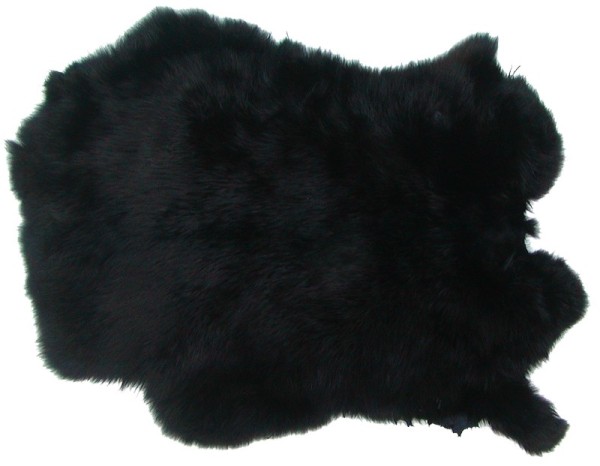 Kaninchenfelle schwarz gefärbt, ca. 30x30 cm, Felle vom Kaninchen mit seidigem Haar