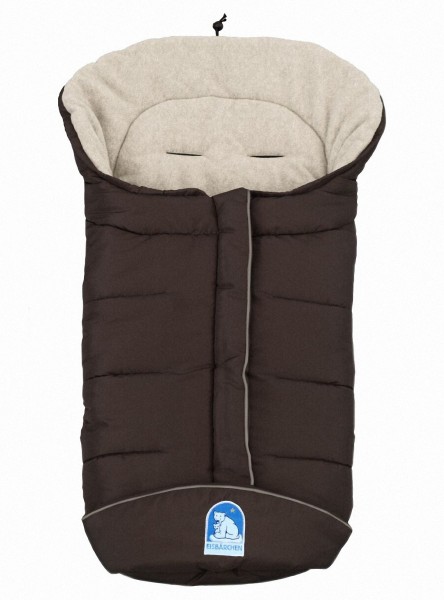 molliger Baby Winter Fleece Fußsack moccabraun-sand, voll waschbar, für Kinderwagen, Buggy, ca. 98x47cm