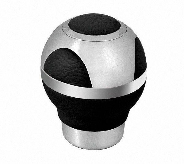 LAMPA edler Universal Schaltknauf Globe schwarz Leder/Aluminium, Schaltkopf, Schalthebel