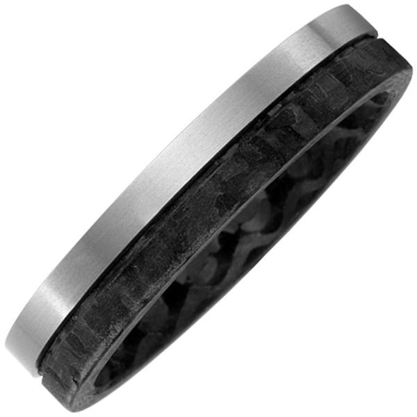 Titanring 4,5 mm breit, Carbonring, Partnerring, Partner Ring bicolor Carbon mit Titan