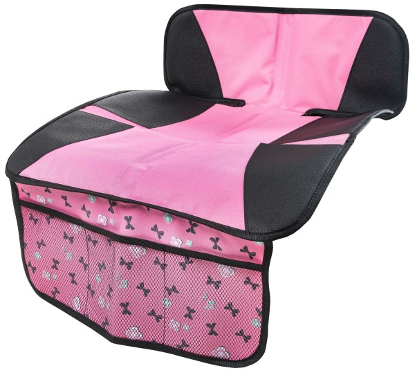 Kindersitz Unterlage rosa rutschsicher, Kinder Autositzauflage, hohes Rückenteil, Auto Spielzeugtasche