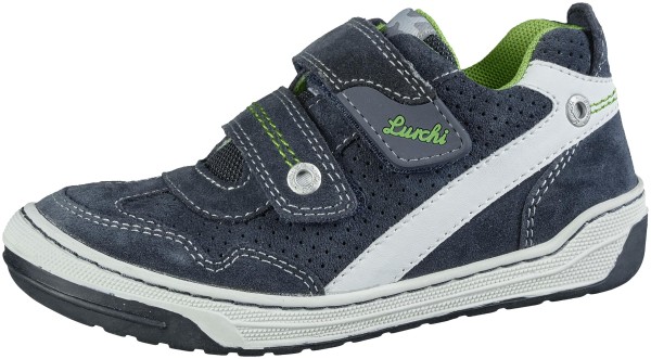 Lurchi Bruce, Jungen Velourleder Sneakers in blau, breitere Passform, herausnehmbares Lurchi Fußbett