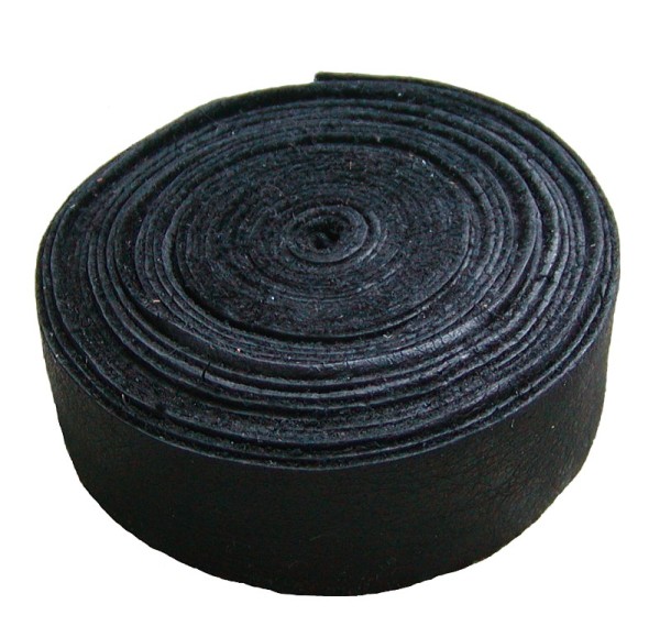 Lederband Einfassband Rindleder schwarz, vegetabil gegerbtes Leder, Länge 10 m, Breite 40 mm, Stärke ca. 0,9 / 1,1 mm