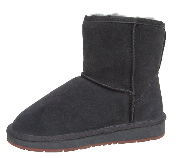 Damen Lammfell Leder Winter Boots anthrazit, warme Laufsohle, trendige Profilsohle, Lammfell Futter