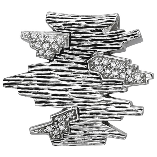 Silberanhänger teilschwarz, Silber Zirkonia Anhänger 925er Silber mit Zirkonias, 30 mm breit, 7,2 Gramm