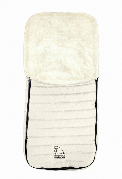 Baby Übergangs Stepp Fleece Fußsack für kühle Tage weiß waschbar, für Kinderwagen, Buggy, ca. 91x43 cm, 6 Gurtschlitze