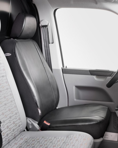 Universal Kunstleder Transporter Sitzbezug anthrazit waschbar, auch für Seitenairbags, 1 Vordersitzbezug+Kopfstütze