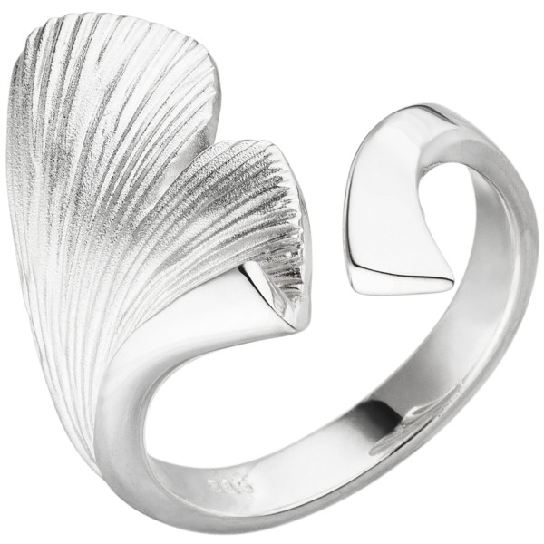 Silber Damen Ring offen Ginko, Ginkgo, 925er Silber, Handarbeit, Gewicht ca. 5,9 Gramm