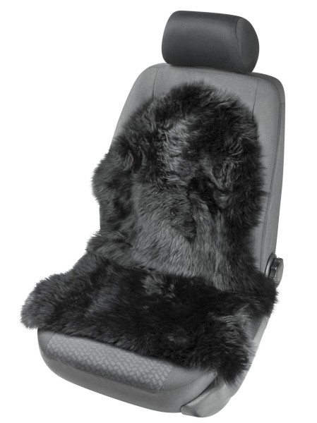 kuschelige Lammfell Autositzfelle schwarz Naturtierform, ca. 100-105 cm lang, Fellhöhe ca. 50 mm, auch als Teppich oder Sesselauflage verwendbar