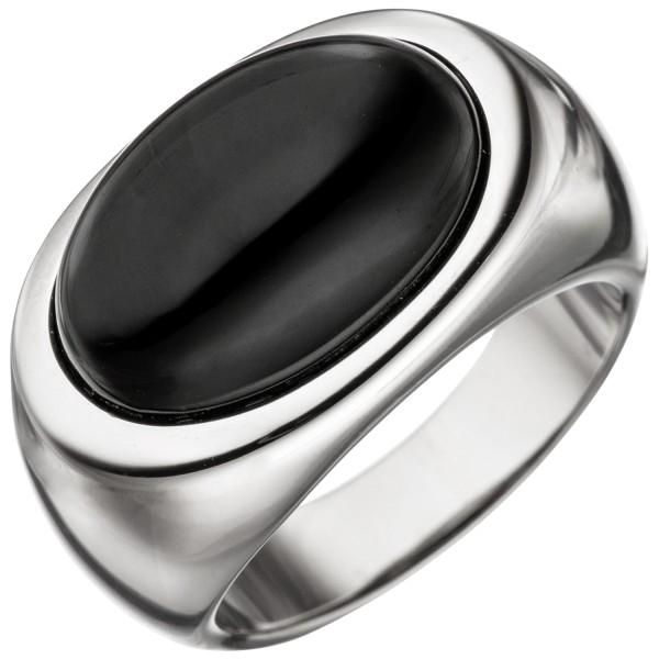 Silberring, Silber Onyxring 925er Silber, 1 schwarzer Onyx, Gewicht ca. 10 Gramm