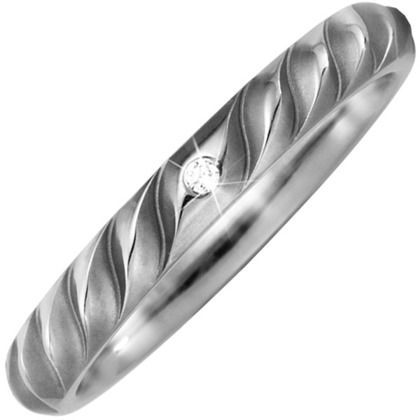 Titanring 3 mm breit, Titan Partner Ring, Diamantring, Brillantring, 1 Diamant Brillant