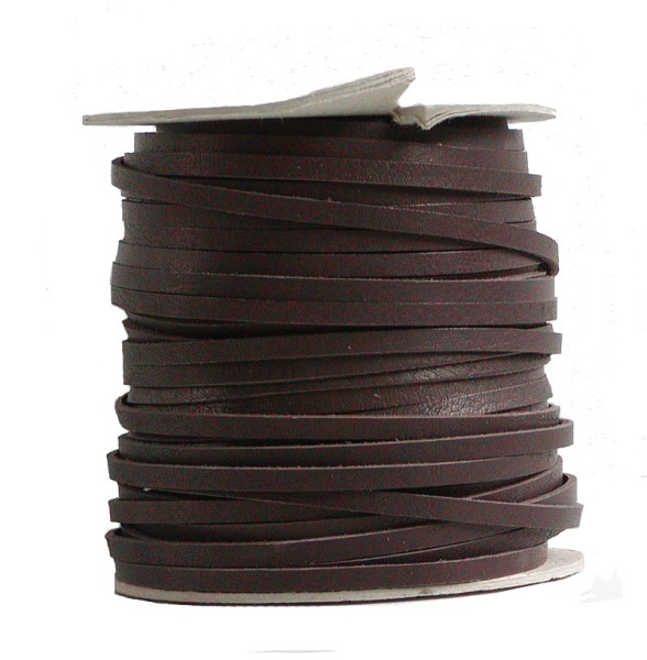 Lederflechtband Känguruleder braun, Länge 50 m, Breite ca. 3 mm, Stärke ca. 1,3 mm