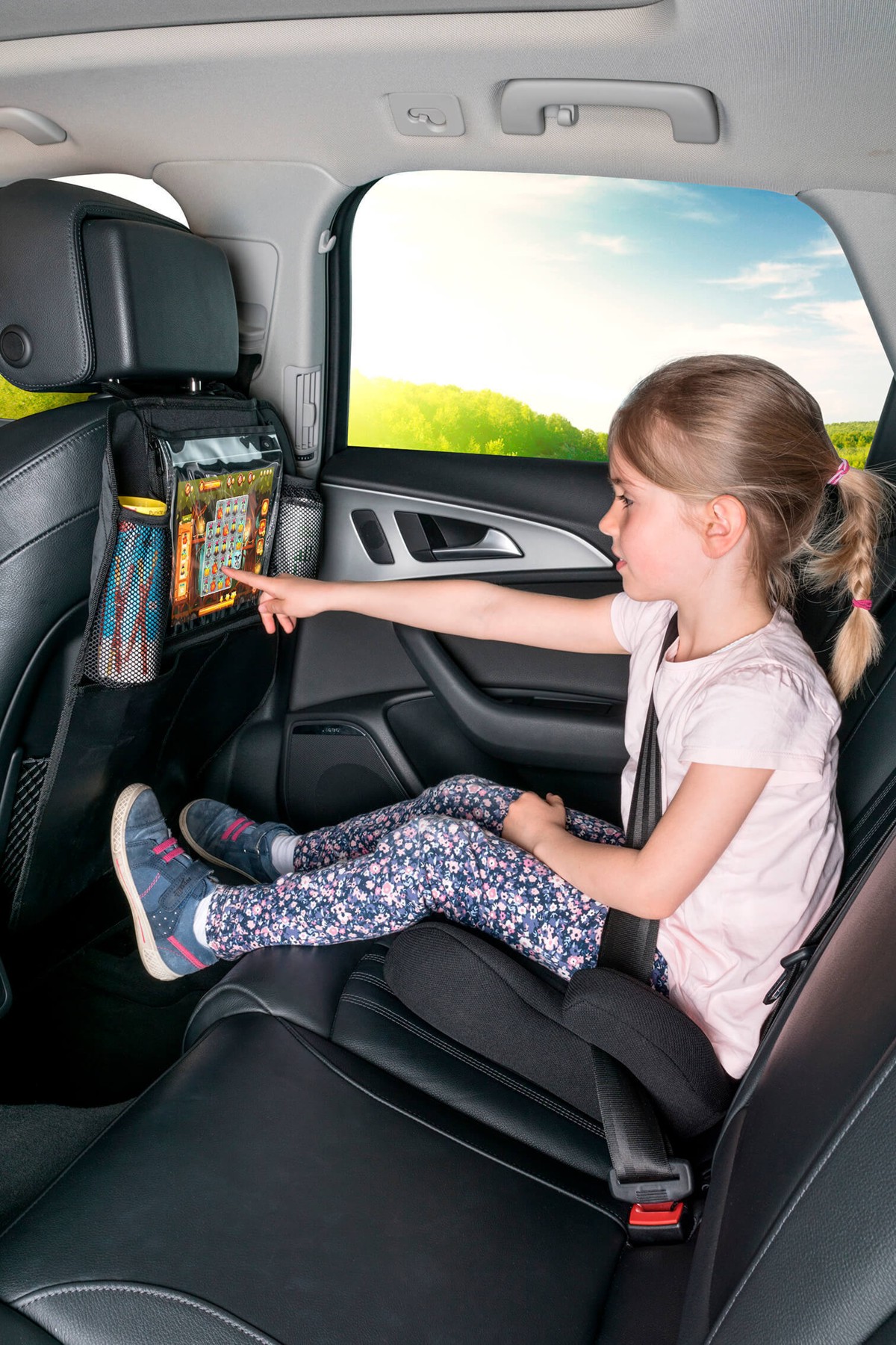 Auto Rücksitz Organizer für Kinder mit Taschen und Tablett Halter »