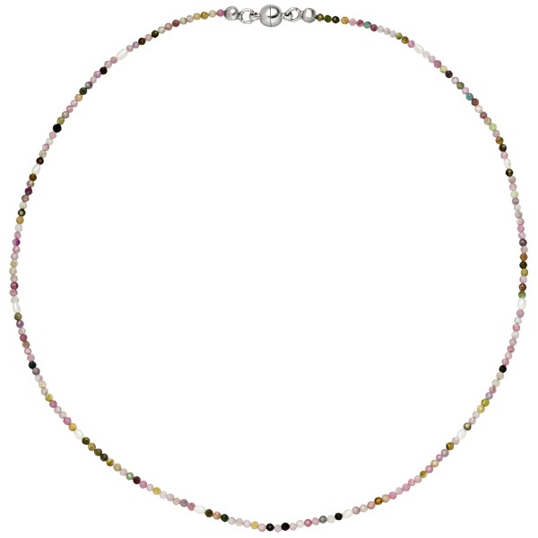 Edelstein Halskette 46 cm, Turmalinkette, Perlenkette, Süßwasser Perlen+Turmaline