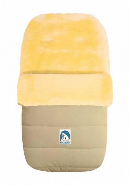 warmer Baby Winter Lammfell Fußsack beige waschbar, für Kinderwagen, Buggy, ca. 86x47 cm, 5-Punkt-Gurtschlitze