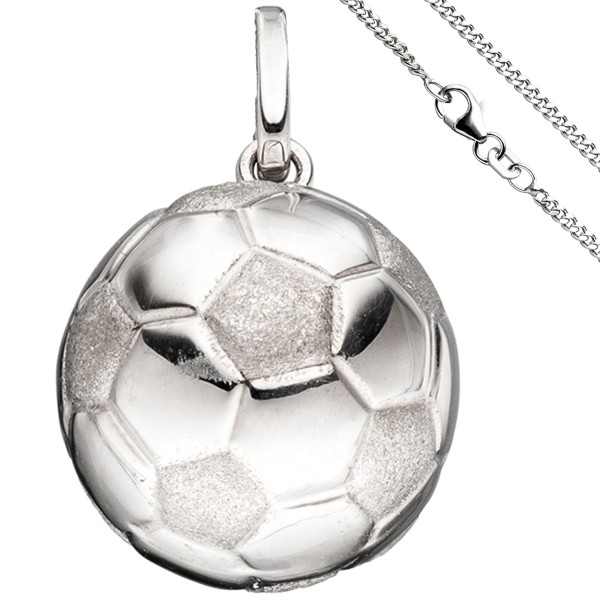 Kinder Schmuckset, Anhänger Fußball 925er Silber mit Kette 38 cm, Gewicht ca. 3,9 Gramm