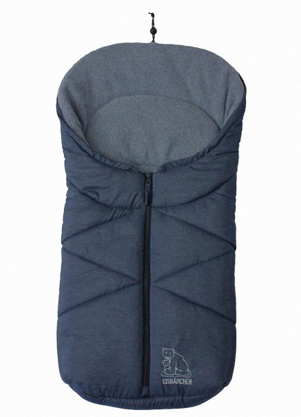 molliger Baby Winter Fleece Fußsack blau meliert, für Tragschalen, Autositze, ca. 79x39 cm, warm wattiert