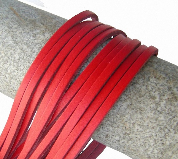 1 Paar Docksider Leder Schuhriemen rot, Länge 120 cm, Stärke ca. 2,8 mm, Breite ca. 3,00 mm