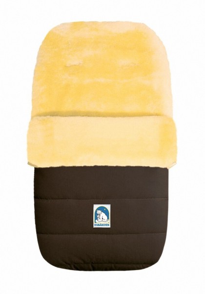 warmer Baby Winter Lammfell Fußsack braun waschbar, für Kinderwagen, Buggy, ca. 86x47 cm, 5-Punkt-Gurtschlitze