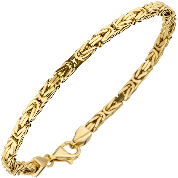 Silber Königsarmband Gold vergoldet, Armband 21 cm 3,2 mm, 925er Silber vergoldet, 12 Gramm