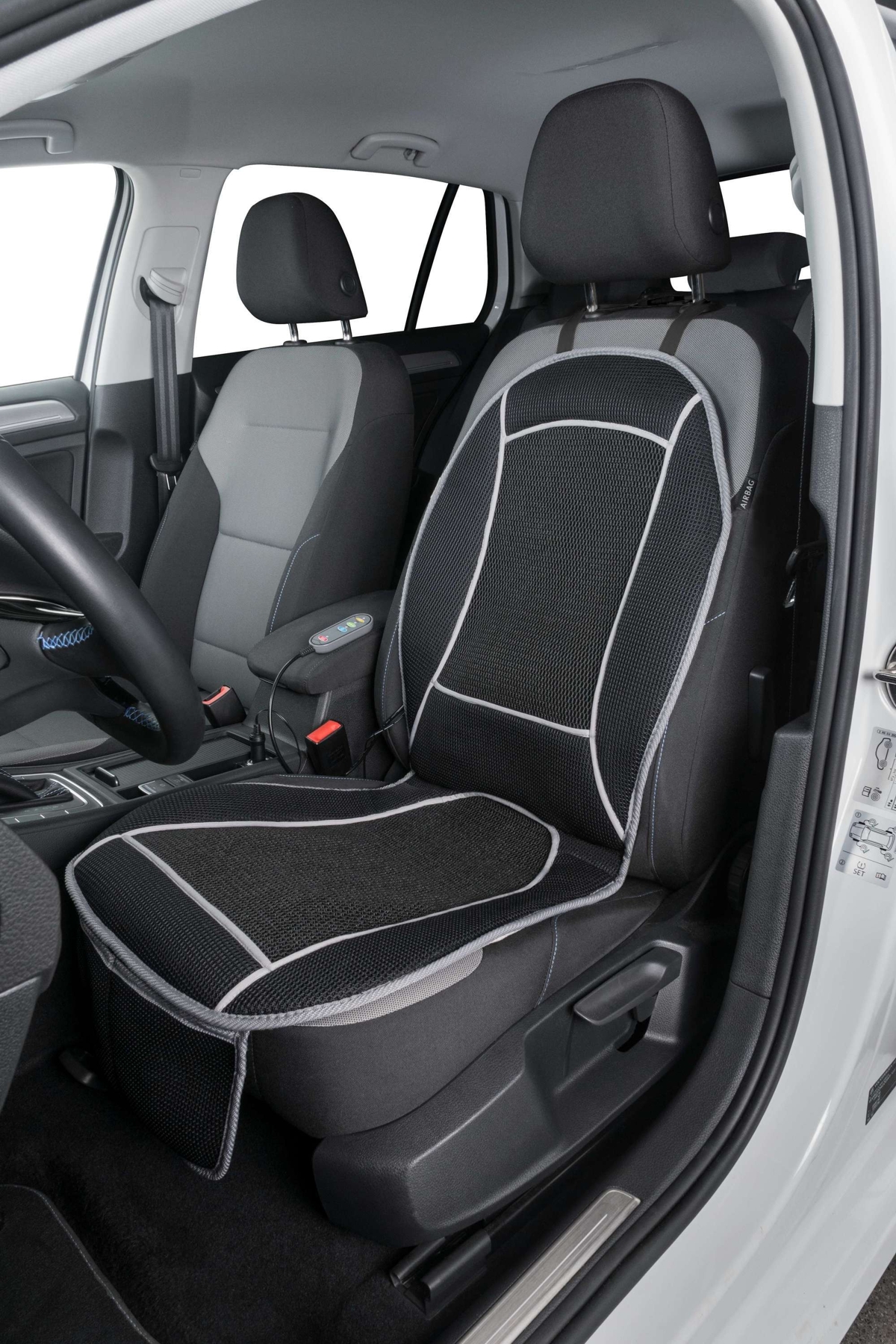 Beheizbare Auto Sitzauflage schwarz blau mit Thermostat, Auto Sitz