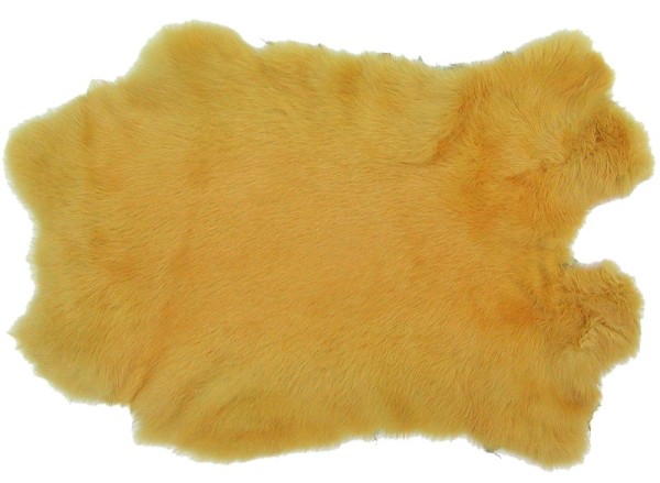 Kaninchenfelle gelb gefärbt, ca. 30x30 cm, Felle vom Kaninchen mit seidigem Haar