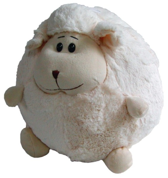 süßes Stofftier Kuscheltier Kugel Schaf weiß aus Mikrofaser, voll waschbar bei 30 Grad, Ø ca. 35 cm