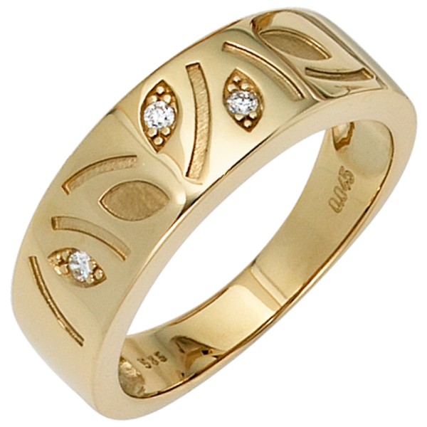 Damen Goldring, Diamantring, Brillantring 585er Gelbgold, 3 Brillanten, Gewicht ca. 4 Gramm