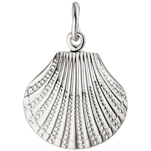 Silberanhänger, Anhänger Silber Muschel 925er Silber mit Struktur, 17 mm hoch, 3,6 Gramm