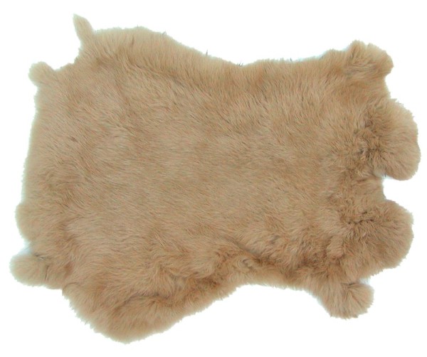 Kaninchenfelle beige gefärbt, ca. 30x30 cm, Felle vom Kaninchen mit seidigem Haar