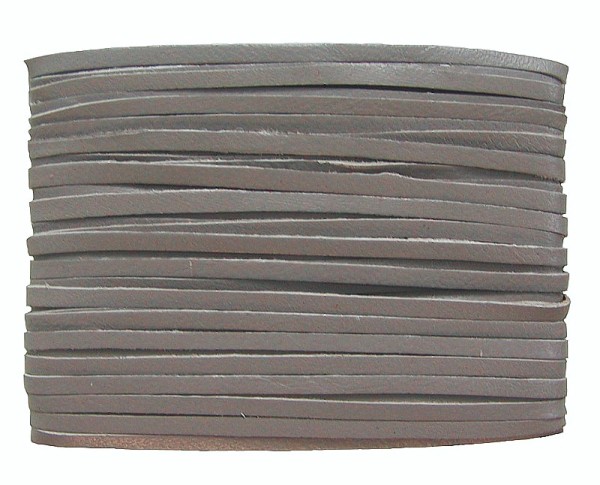 weiches Leder Flechtband Ziegenleder auf Karte dunkelgrau, Länge 10 m, Breite ca. 2,5 mm, Stärke ca. 1,0 mm