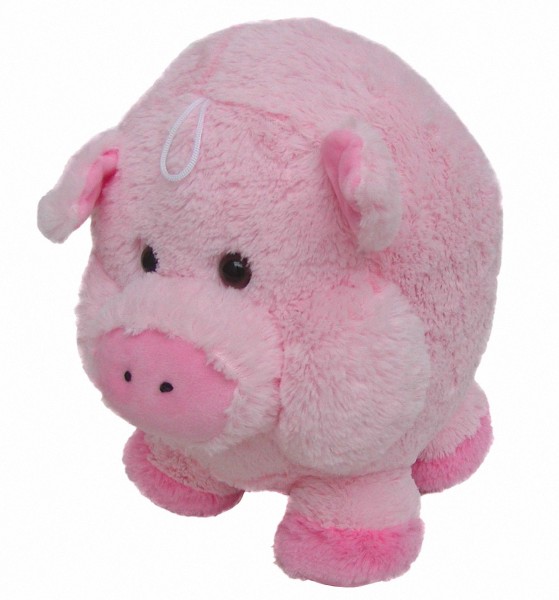 süßes superweiches Stofftier Kuscheltier Kugel Schwein aus Mikrofaser rosa, voll waschbar bei 30 Grad, Ø ca. 35 cm