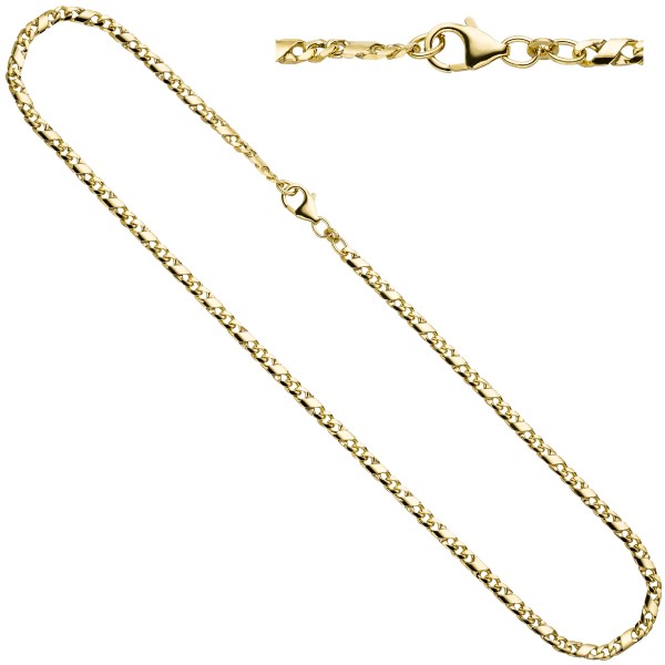 massive Goldkette, Halskette 45 cm. 3,8 mm, 333er Gelbgold, Karabiner, Gewicht ca. 17,8 Gramm