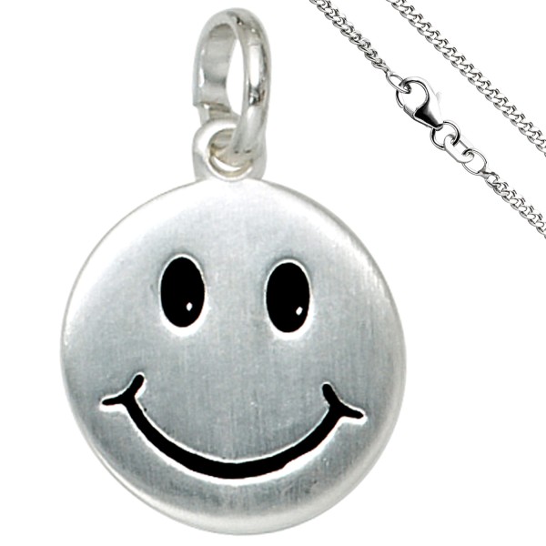Kinder Schmuckset, Anhänger Lächelndes Gesicht 925er Silber mit Kette 42 cm, Gewicht ca. 4,2 Gramm