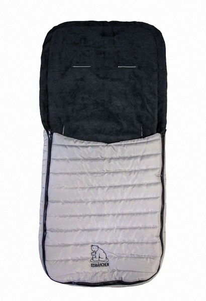 Baby Übergangs Stepp Fleece Fußsack für kühle Tage grau waschbar, für Kinderwagen, Buggy, ca. 91x43 cm, 6 Gurtschlitze