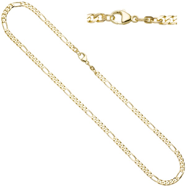 Goldkette massiv 45 cm 4,4 mm, goldene Halskette, Gold Figarokette 585er Gold, 20 Gramm