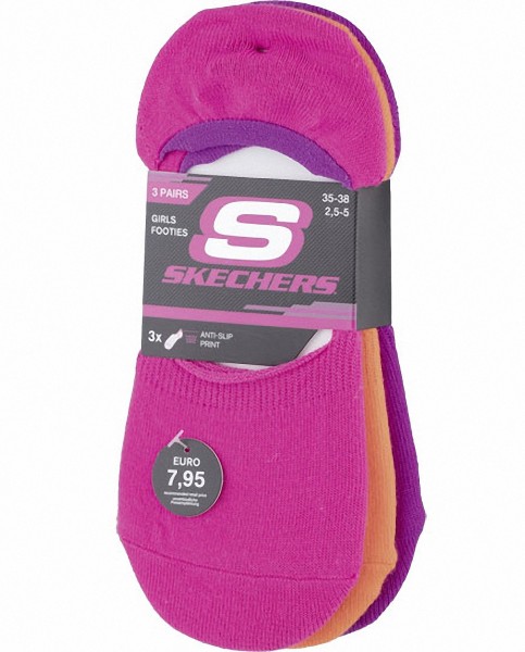 Skechers Basic Footy Girls Mädchen Füßlinge pink, 3er Pack Skechers Mädchen Socken pink