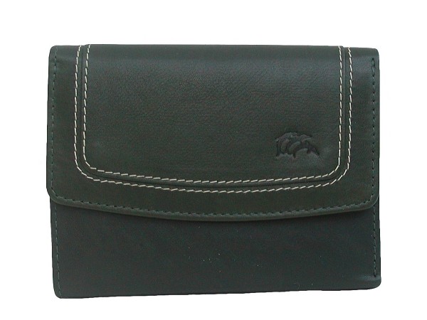 Dolphin handliche Damen Leder Geldbörse dunkelgrün, 8xCC, 1 Scheinfach, viele Fächer, ca. 13x9,5 cm