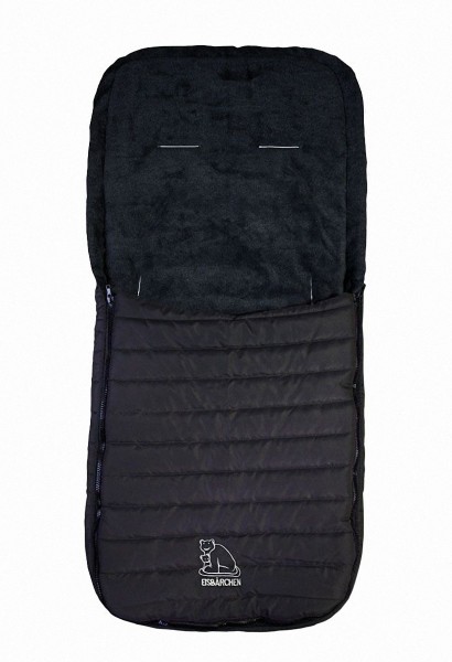 Baby Übergangs Stepp Fleece Fußsack für kühle Tage schwarz waschbar, für Kinderwagen, Buggy, ca. 91x43 cm, 6 Gurtschlitze