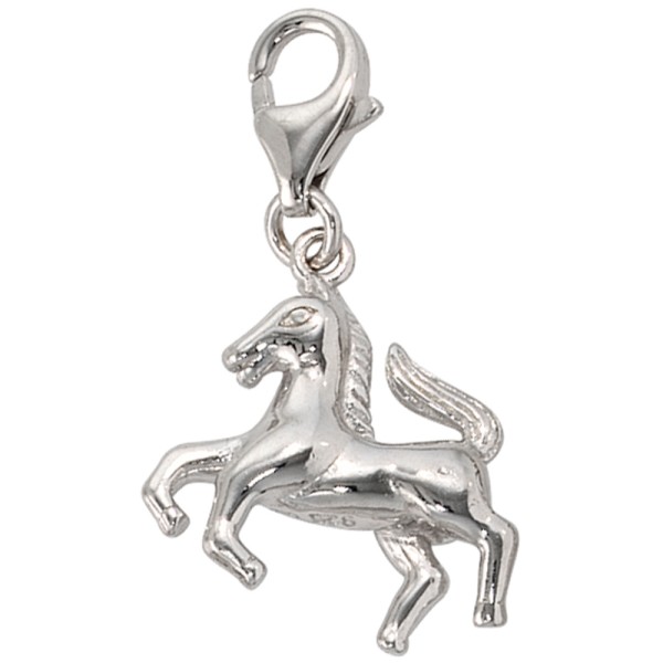 Silber Einhänger Charm Pferd 925er Sterling Silber rhodiniert, Höhe ca. 14,2 mm, Gewicht ca. 2,7 Gramm