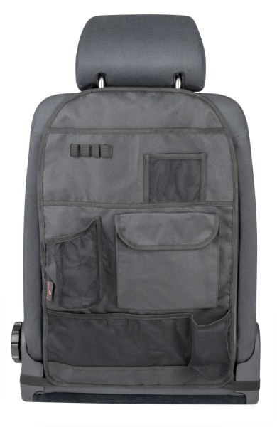 Polyester Auto Rücksitz Organizer mit Taschen schwarz, PKW Rückenlehnen Schutz, 64x40 cm, Auto Tasche