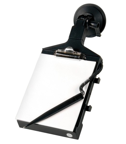 LAMPA Auto KFZ Notizblock, Zettelhalter, 13x15 cm, mit Stift, Metall Clip, Saughalterung, für Büro, Werkstatt, Haushalt