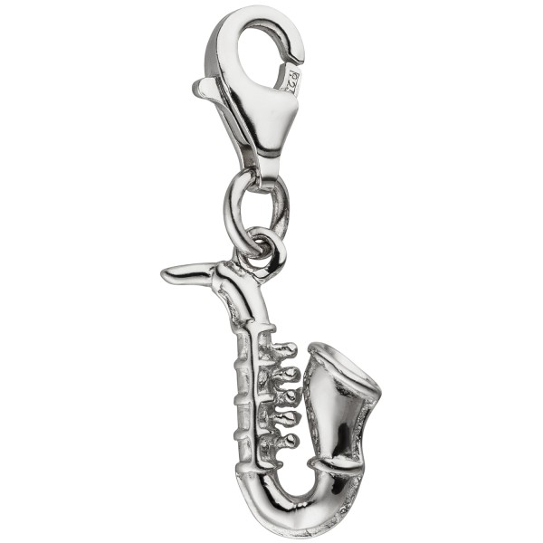Bettelarmband, Einhänger Charm Saxophon 925er Silber, Höhe ca. 15 mm, Gewicht ca. 1,3 Gramm