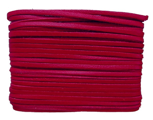 weiches Leder Flechtband Ziegenleder auf Karte rot, Länge 10 m, Breite ca. 2,5 mm, Stärke ca. 1,0 mm