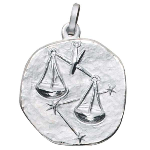 Sternzeichenanhänger Waage 925er Sterling Silber teilmattiert, Höhe ca. 22 mm, Gewicht ca. 3,0 Gramm