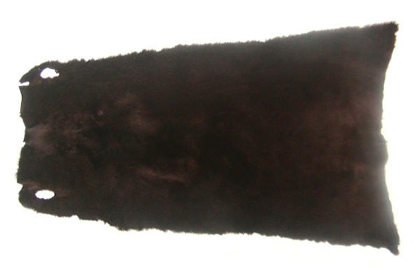weiches Nutriafell schokobraun gefärbt für Bekleidung, Fellkragen, Pelzmanschetten, ca. 45 cm lang, 27 cm breit